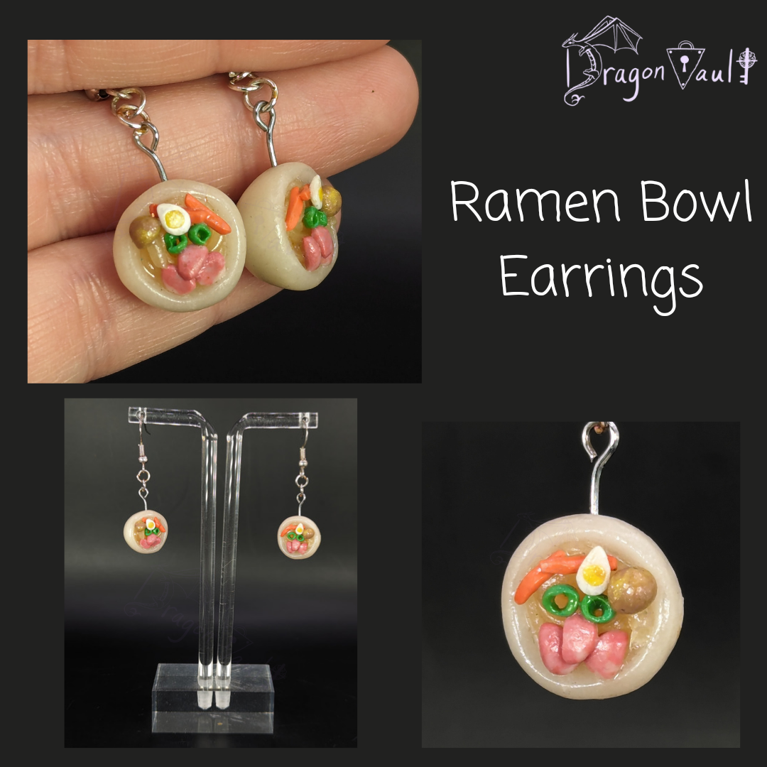 Ramen Bowl Earrings - White Bowl