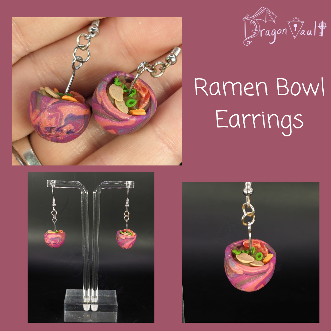 Ramen Bowl Earrings - Purple Bowl