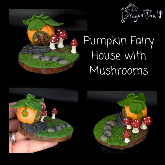 Pumpkin Fairy House With Mushrooms