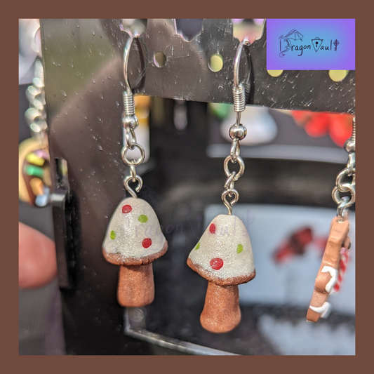 Gingerbread Mushroom Earrings