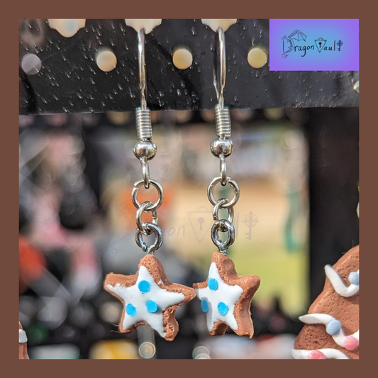 Gingerbread Star Cookie Earrings