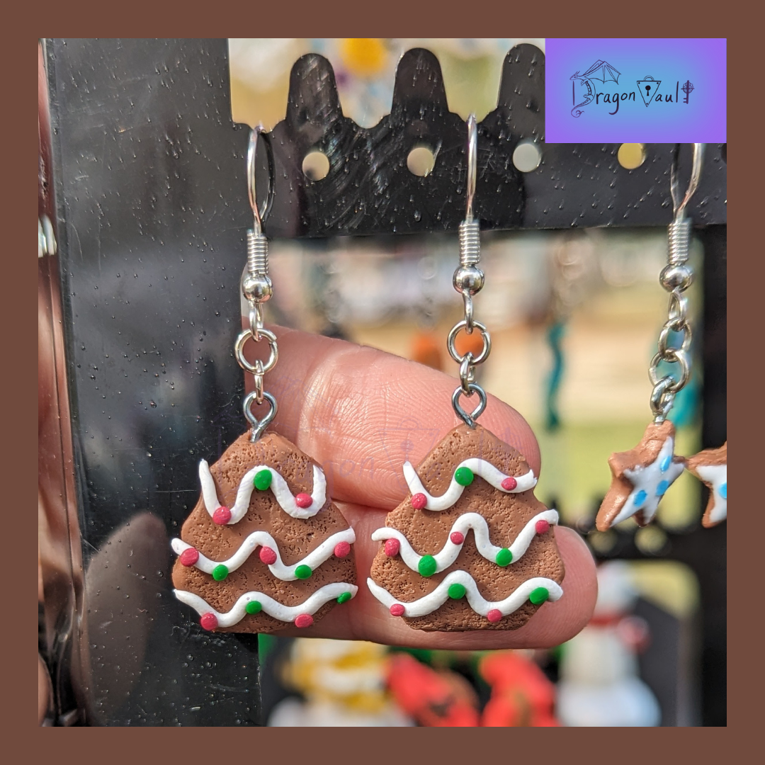 Gingerbread Tree Cookie Earrings