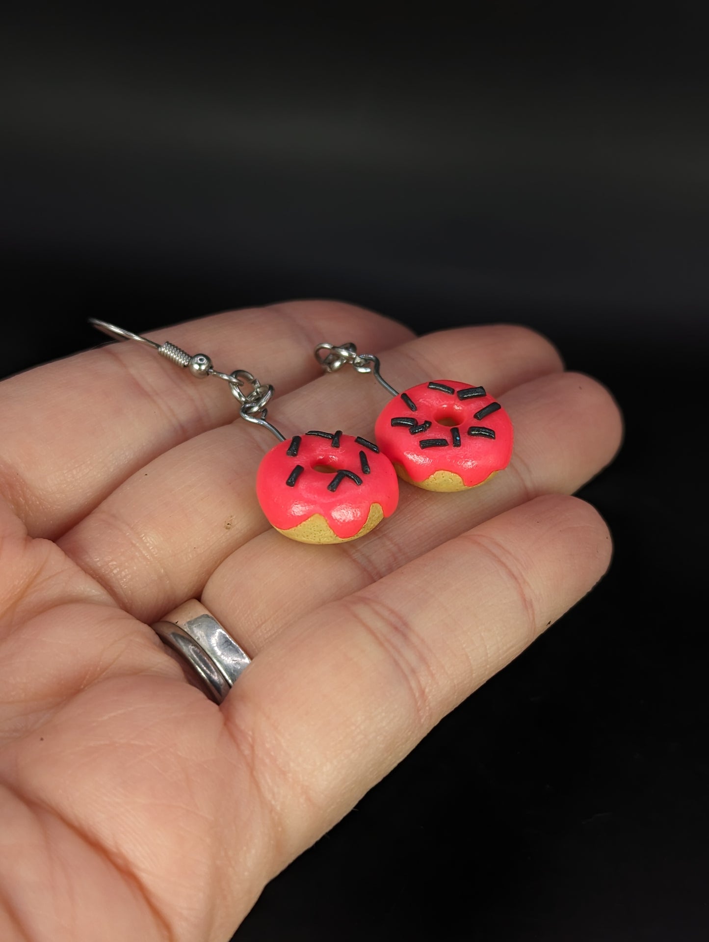 Neon Pink Donut Earrings