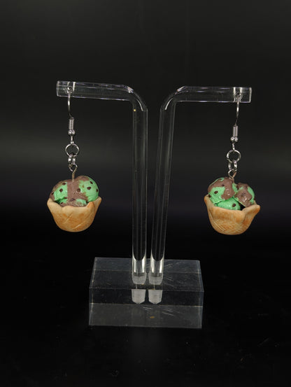 Mint Chocolate Chip Ice Cream Earrings