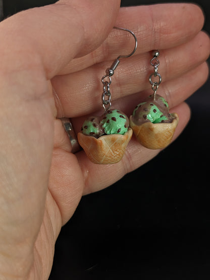 Mint Chocolate Chip Ice Cream Earrings