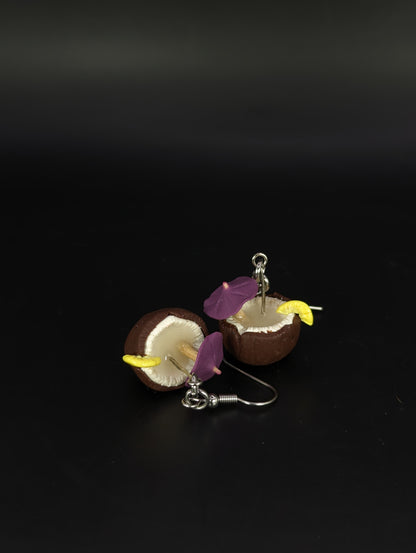 Pineapple Coconut Tropical Drink Earrings