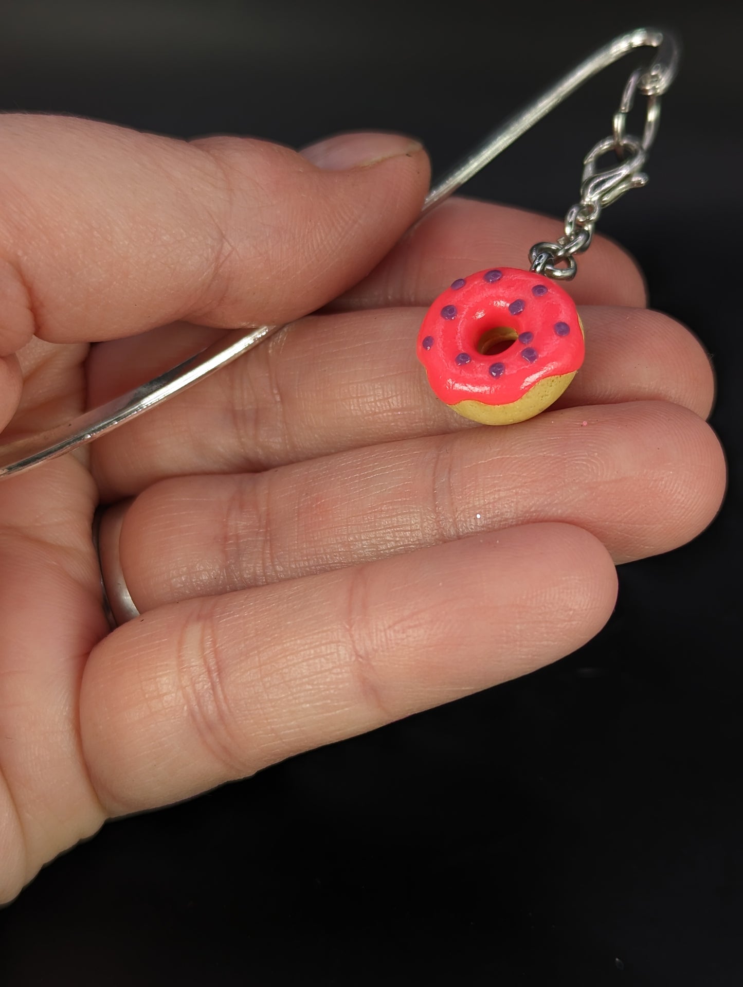 Neon Pink Donut Charm / Bookmark